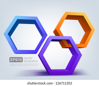 Abstract 3d hexagons, logo design