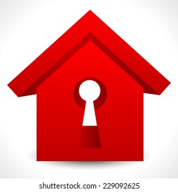 Abstract 3d house with keyhole