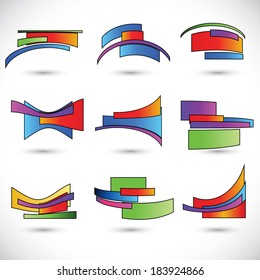 Resumen conjunto de iconos 3d con elementos coloridos de cinta