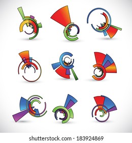 Resumen conjunto de iconos 3d con elementos coloridos de cinta