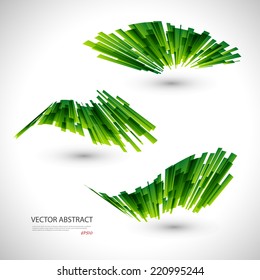 Abstract 3d icon set with green ribbon elements. Design elements with spiral motion.