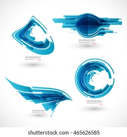 Abstract 3d icon set withblue elements. Design elements with spiral motion.