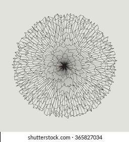 Abstract 3d Illuminated distorted Mesh Sphere . Neon Sign . Futuristic Technology HUD Element . Elegant Abstract  Destroyed  Sphere . Big data visualization .