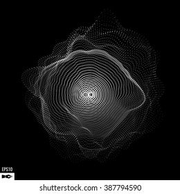 Abstract 3d Illuminated distorted Mesh Sphere . Neon Sign . Futuristic Technology HUD Element . Elegant Abstract  Destroyed  Sphere . Big data visualization .