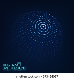 Esfera de malla distorsionada iluminada en 3d. Signo neón . Elemento HUD de tecnología futurista . Elegante Esfera Destruida.Gran visualización de datos.