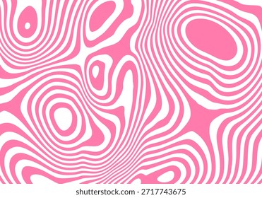 Ilusión 3D Abstractas de ondas rosa fluorescentes que enmarcan un minimalismo energético del espacio negro central. Eps 10