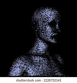 Abstract 3D illustration of the human face. Conceptual vector illustration of the artificial intelligence.