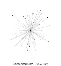 Abstract 3d illustration of molecule model isolated on white background. Simple big data concept. Science or medical pattern. Geometric template for brochure, flyer, report , banner, infographics.