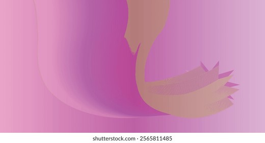 Abstract 3d illustration of pink sphere changing geometric shapes and curving in endless loop of lines with violet shadows against gradient background