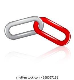 abstract 3d illustration of single chain link over white background 