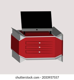 abstract 3D illustration of television with table vector graphic