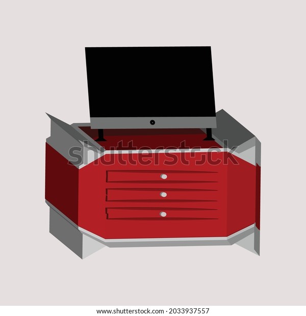 abstract 3D illustration of television with table\
vector graphic