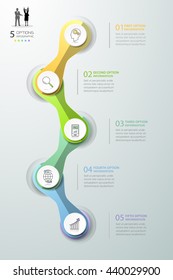 Abstract 3d infographic 5 options,  Business concept infographic template can be used for workflow layout, diagram, number options, timeline or milestones project.