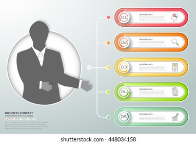 Abstract 3d infographic 5 options,  Business concept infographic template can be used for workflow layout, diagram, number options, timeline or milestones project.
