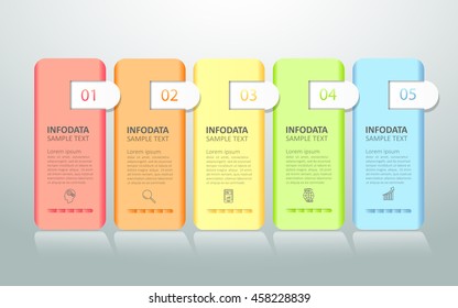 Abstract 3d infographic 5 options,  Business concept infographic template can be used for workflow layout, diagram, number options,