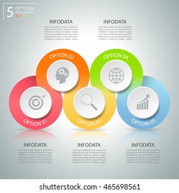 Abstract 3d infographic 5 options,  Business concept infographic template can be used for workflow layout, diagram, number options,