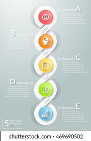 Abstract 3d infographic 5 options,  Business concept infographic template can be used for workflow layout, diagram, number options, timeline or milestones project.
