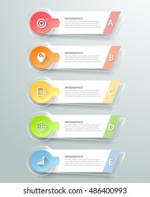 Abstract 3d infographic 5 options,  Business concept infographic template can be used for workflow layout, diagram, number options, timeline or milestones project.