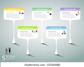 Abstract 3d infographic 5 options,  Business concept infographic template can be used for workflow layout, diagram, number options,