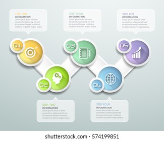 Abstract 3d infographic 5 options,  Business concept infographic template can be used for workflow layout, diagram, number options,