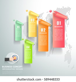 Abstract 3d infographic 5 options,  Business concept infographic template can be used for workflow layout, diagram, number options,
