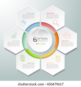 Abstract 3d infographic 6 options,  Business concept infographic template can be used for workflow layout, diagram, number options,