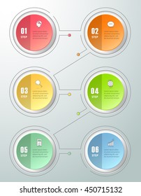 Abstract 3d infographic 6 options,  Business concept infographic template can be used for workflow layout, diagram, number options, timeline or milestones project.
