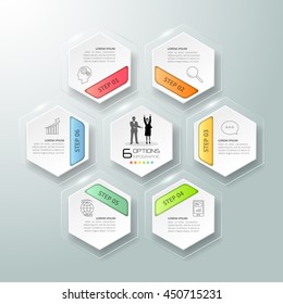 Abstract 3d infographic 6 options,  Business concept infographic template can be used for workflow layout, diagram, number options,