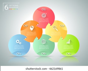 Abstract 3d infographic 6 options,  Business concept infographic template can be used for workflow layout, diagram, number options,