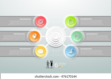 Abstract 3d infographic 6 options,  Business concept template can be used for workflow layout, diagram, number options, timeline or milestones project.