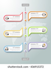 Abstract 3d infographic 6 steps,  Business concept infographic template can be used for workflow layout, diagram, number option, timeline project.