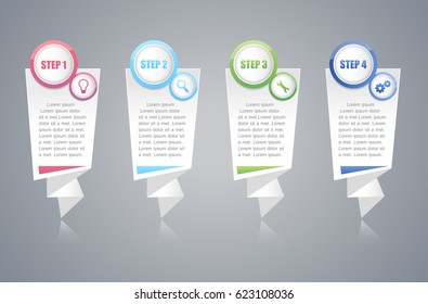 Abstract 3D infographic isolated on gray background.Four steps process for success.Modern concept.Options for web site template,diagram,placard and timeline.Also useful for workflow and strategy