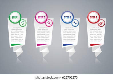 Abstract 3D infographic isolated on gray background.Four steps process for success.Modern concept.Options for web site template,diagram,placard and timeline.Also useful for workflow and strategy