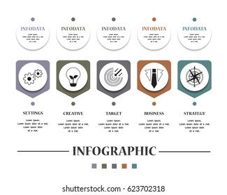 Abstract 3D infographic isolated on white background.Five steps process for success.Modern concept.Options for web site template,diagram,placard and timeline.Also useful for workflow and strategy