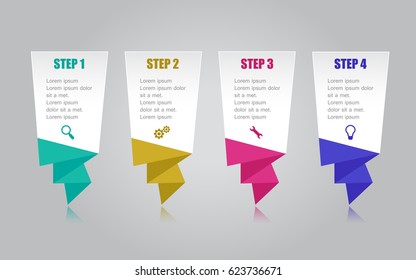 Abstract 3D infographic isolated on gray background.Four steps process for success.Modern concept.Options for web site template,diagram,placard and timeline.Also useful for workflow and strategy