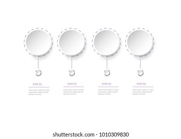 Abstract 3D Infographic Template with 4 steps for success. Business circle template with options for brochure, diagram, workflow, web design. Vector 