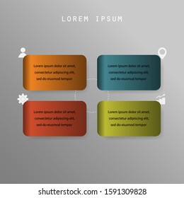 Abstract 3D Infographic Template with 4 steps for success. Business circle template with options for brochure, diagram, workflow, timeline, web design. 