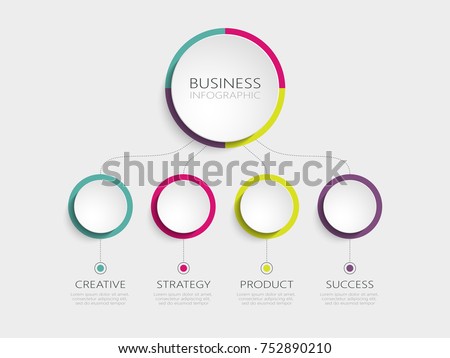 Abstract 3D Infographic Template with 4 steps for success. Business circle template with options for brochure, diagram, workflow, timeline, web design. Vector EPS 10
