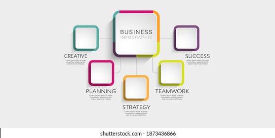 Abstract 3D Infographic Template with 5 steps for success. Business circle template with options for brochure, diagram, workflow, timeline, web design. Vector illustration. EPS 10 - Shutterstock ID 1873436866