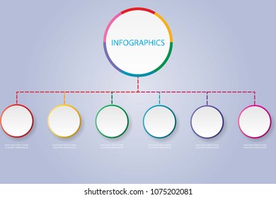 Abstract 3D infographic template with a 6 steps for success. Business circle template with options