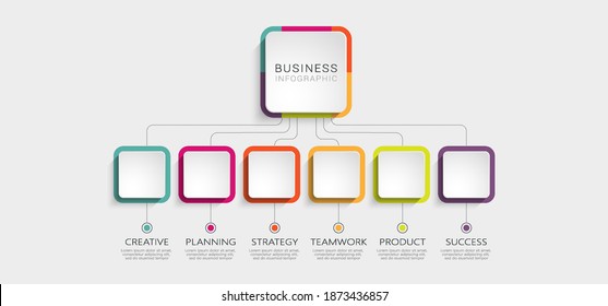 Abstract 3D Infographic Template with 6 steps for success. Business circle template with options for brochure, diagram, workflow, timeline, web design. Vector illustration. EPS 10