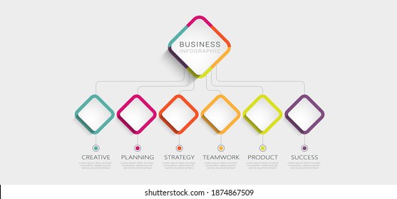 Abstract 3D Infographic Template with 6 steps for success. Business circle template with options for brochure, diagram, workflow, timeline, web design. Vector illustration. EPS 10