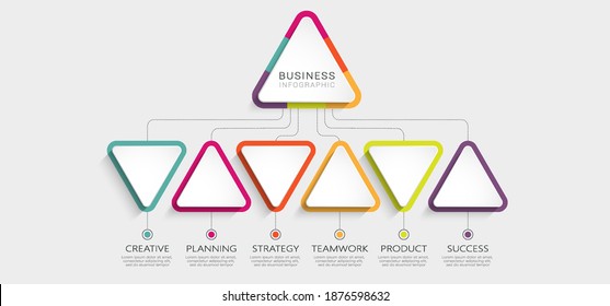 Abstract 3D Infographic Template with 6 steps for success. Business circle template with options for brochure, diagram, workflow, timeline, web design. Vector illustration. EPS 10