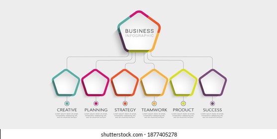 Resumen de plantilla de infografía 3D con 6 pasos para el éxito. Plantilla de círculo de negocios con opciones para folleto, diagrama, flujo de trabajo, línea de tiempo, diseño web. Ilustración vectorial. EPS 10