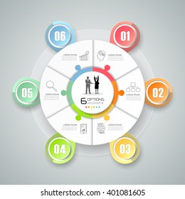 Abstract 3d infographic template 6 steps, can be used for workflow layout, diagram, number options, graphic or website layout.
