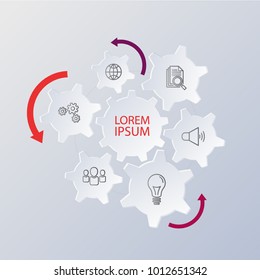 Abstract 3D Infographic Template. Business gears template with options for brochure, diagram, web design. Vector.