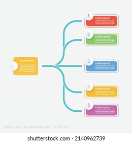 Abstract 3D infographic template with a five steps