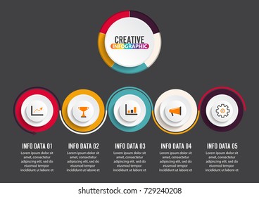 Abstract 3D infographic template with a five steps for success. Business circle template with options for brochure, diagram, workflow, timeline, web design. Vector EPS 10