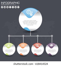 Abstract 3D infographic template with a four steps for success. Business circle template with options for brochure, diagram, workflow, timeline, web design. Vector EPS 10