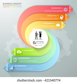 Abstract 3d infographic template, number options 6 steps, can be used for workflow layout, diagram, number options, graphic or website layout.